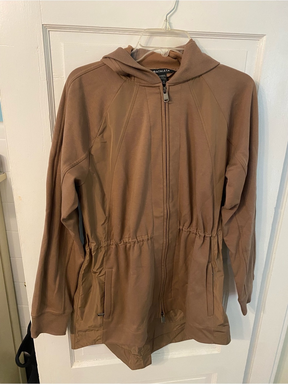 Athleta Chestnut Hooded Drawstring Zip Jacket Size Small/Tall
